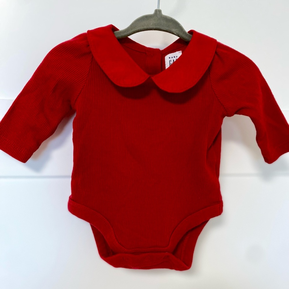 Baby Gap Red Collared Longsleeve Onesie